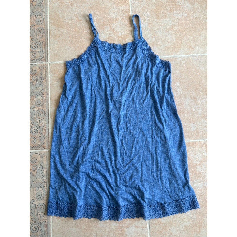 The Company Store Blue Chemise Lace Nightgown size L
